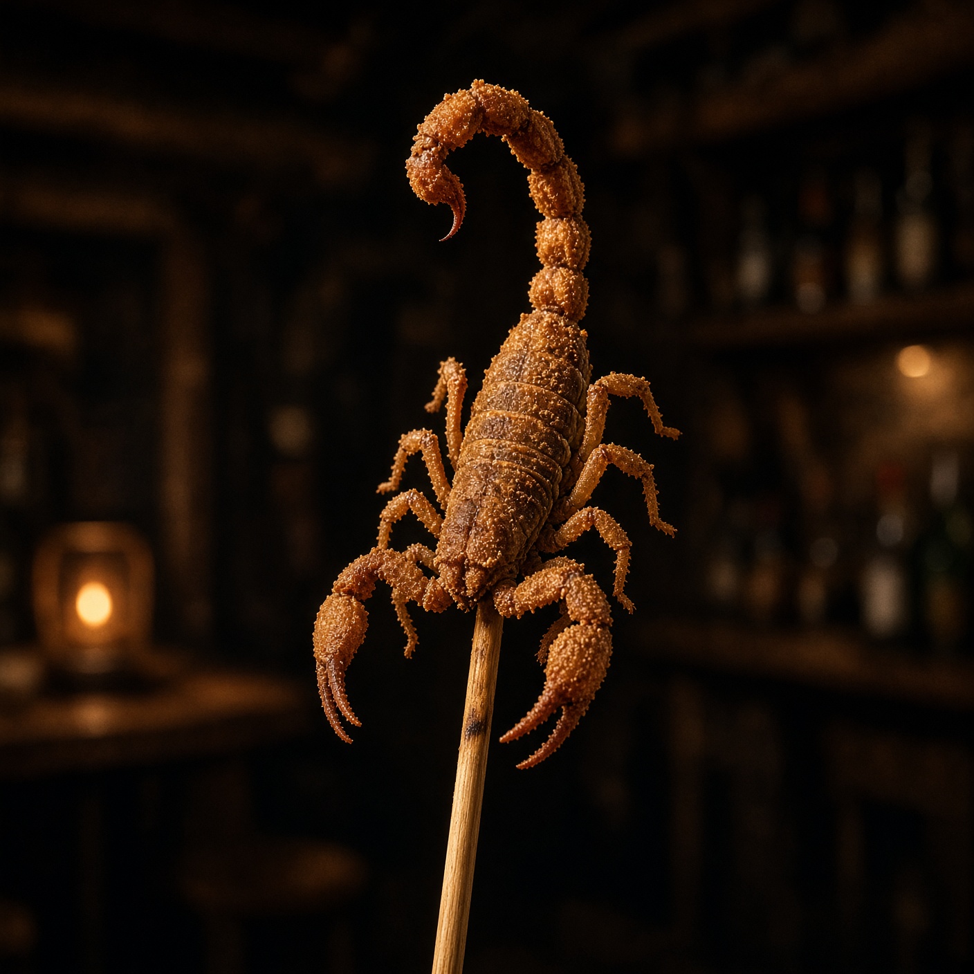 Fried scorpion on a skewer