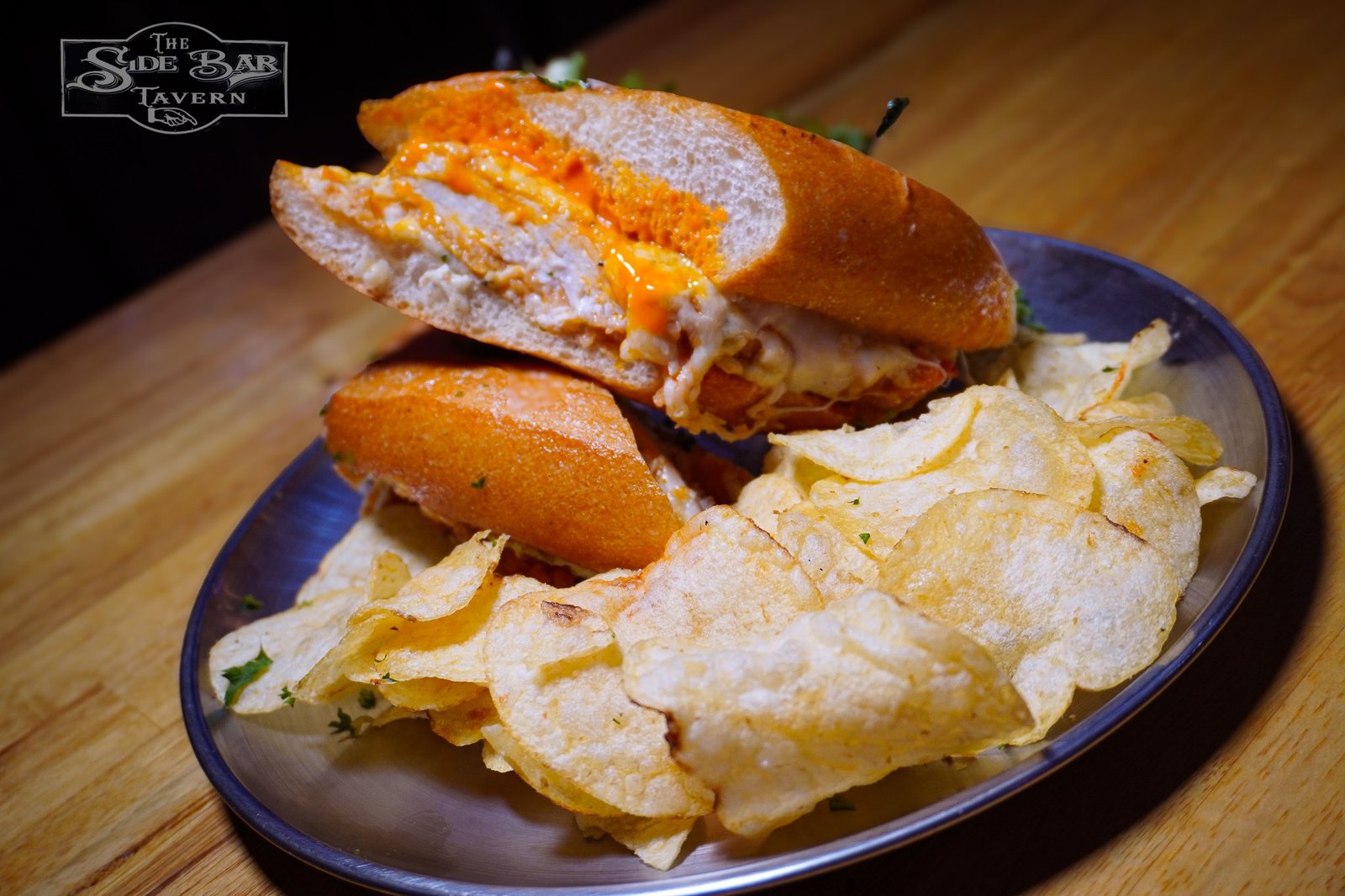Buffalo Chicken sub with breaded buffalo chicken and mozzarella