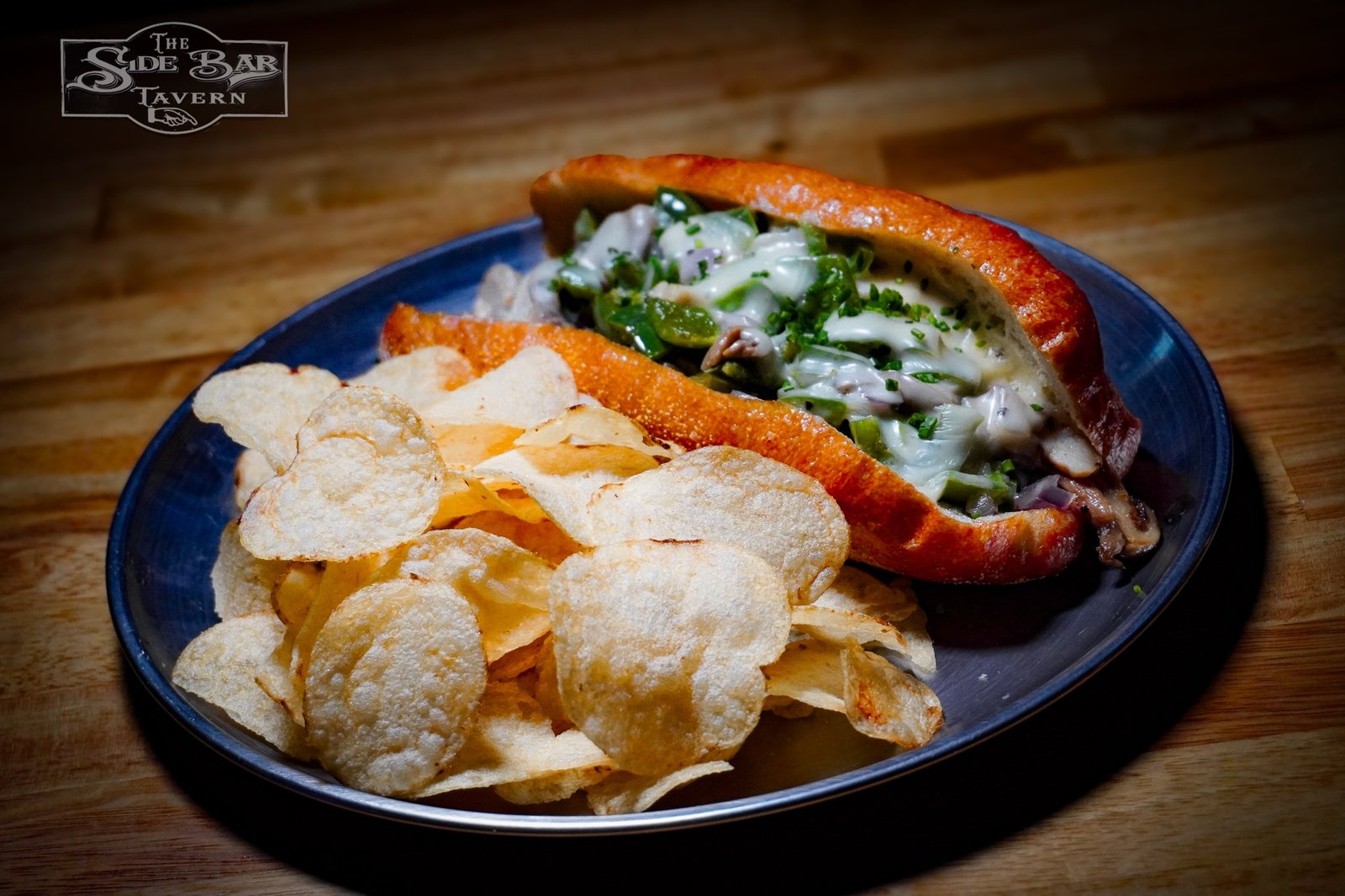 Loaded Philly hoagie with steak, peppers, onions, mushrooms and provolone